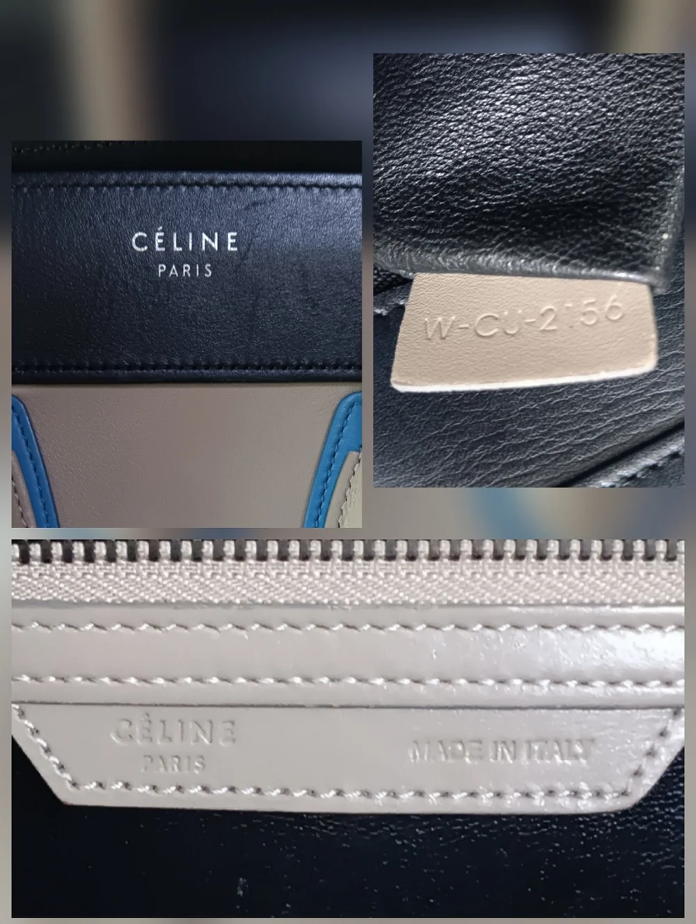 Celine Micro Luggage Tote Tricolor Leather Beige Blue Black Italy ✨ EUC - Picture 13 of 15